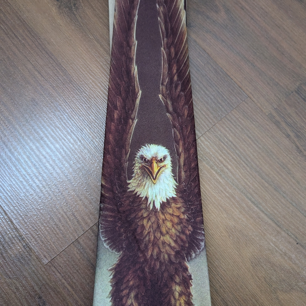 Vintage Original Ralph Marlin Brown Majestic Eagle Tie-Harley Davidson Licenced